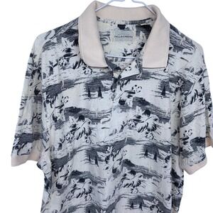 Falls Creek Floral Golf Polo Shirt Large Mens Cream‎ AOP Flowers Ocean Golfers